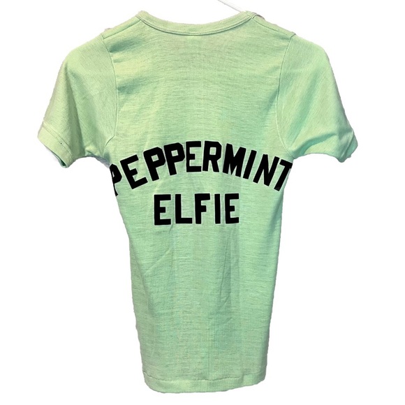 70’s Children’s Large “Peppermint Elfie” White Cat Print Shirt Customized flawed - Picture 2 of 12